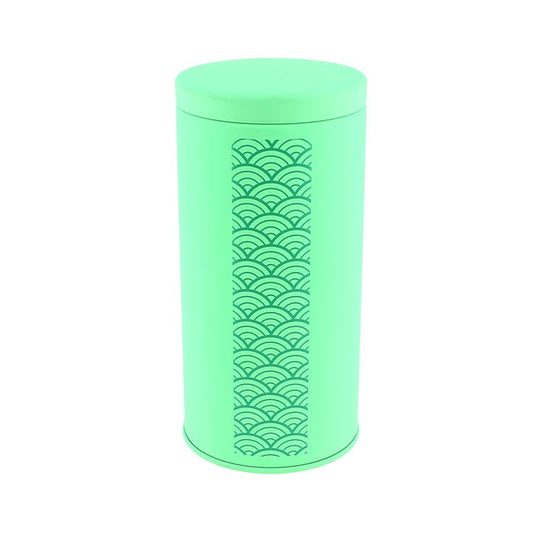 Boîte à thé Yugen lab en fer blanc vert avec motif traditionnel japonais en forme de vagues