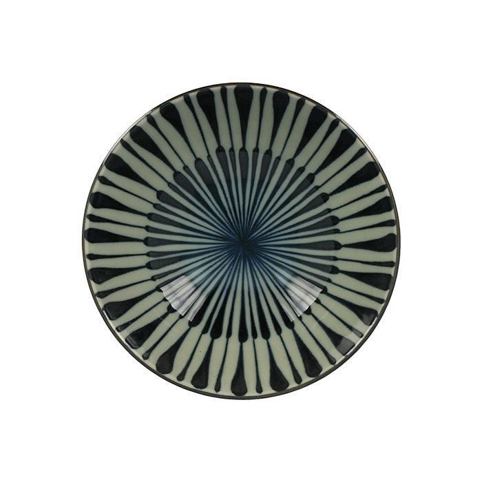Petit bol japonais Yugen lab en céramique bleu et blanc avec un motif rayonnant traditionnel