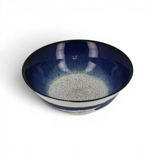 Bol japonais Yugen lab en porcelaine bleue avec motifs peints à la main et intérieur dégradé