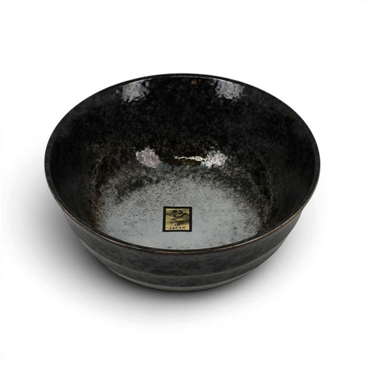 Bol japonais Yugen lab en céramique noire et blanche pour ramen ou soupe avec finition élégante
