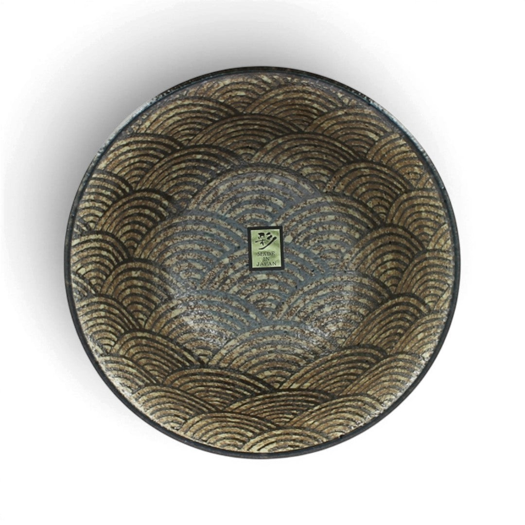 Bol japonais Yugen lab en porcelaine brune avec motif traditionnel en écailles, vue de dessus