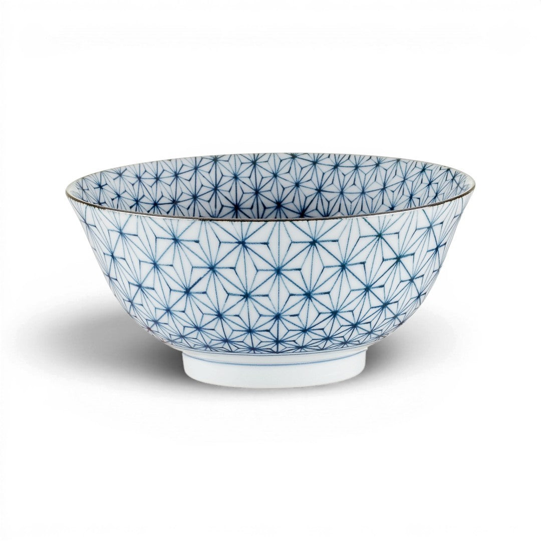 Bol en porcelaine Yugen lab avec motif géométrique bleu sachiko traditionnel de style japonais
