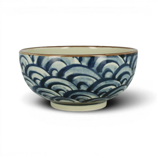 Set de deux grands bols à ramen Yugen lab en céramique avec motif de vagues bleues et blanches style japonais