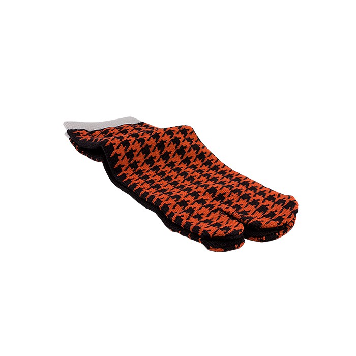 Chaussettes cinq doigts Yugen lab en coton noir et orange avec motif pied-de-poule pour geta