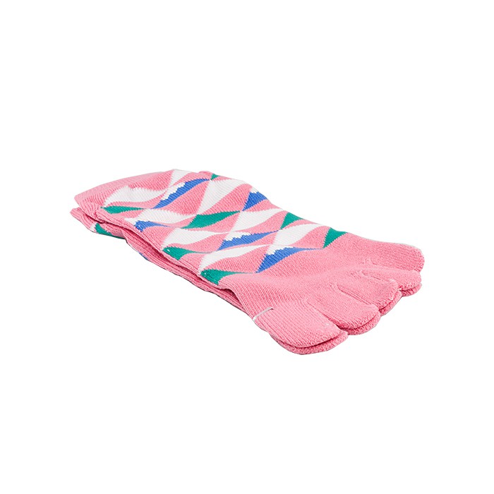 Chaussettes cinq doigts Yugen lab en coton rose avec motif géométrique floral coloré pour geta