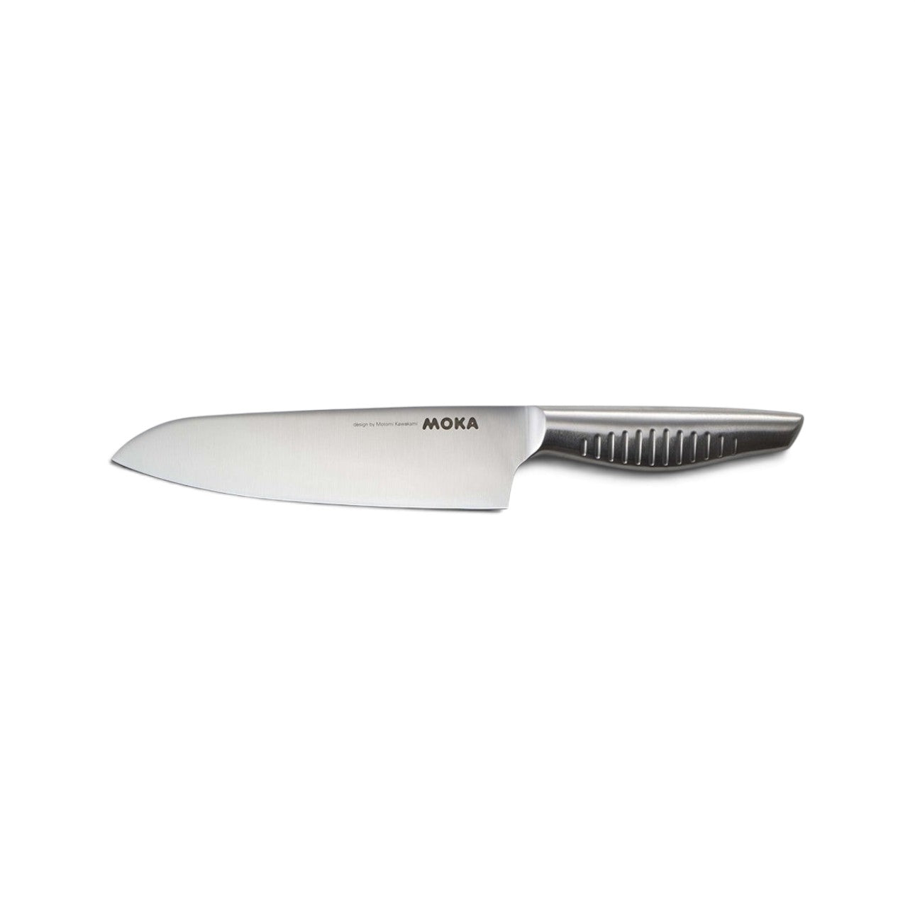 Couteau santoku Yugen lab en acier inoxydable monobloc avec manche ergonomique strié pour une découpe précise