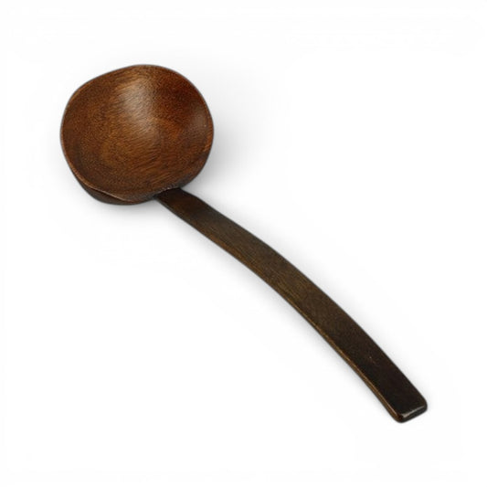 Cuillère à soupe japonaise en bois foncé Yugen lab pour ramen avec manche incurvé ergonomique
