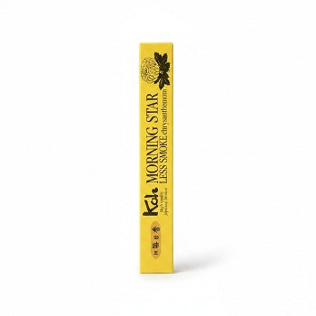 Boîte d'encens japonais Yugen lab Morning Star parfum Chrysanthème avec étui jaune et illustration florale