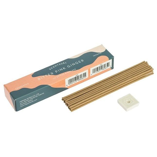 Boîte d'encens Yugen lab Scentsual au gingembre avec 30 bâtonnets et un support carré traditionnel japonais