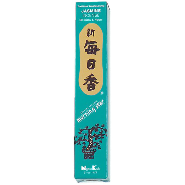 Coffret d'encens japonais Yugen lab au jasmin avec 50 bâtonnets et porte-encens dans un emballage turquoise