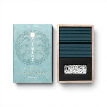 Coffret d'encens japonais Yugen lab Oedo-Koh Water Drop bleu avec 60 bâtonnets et porte-encens rectangulaire