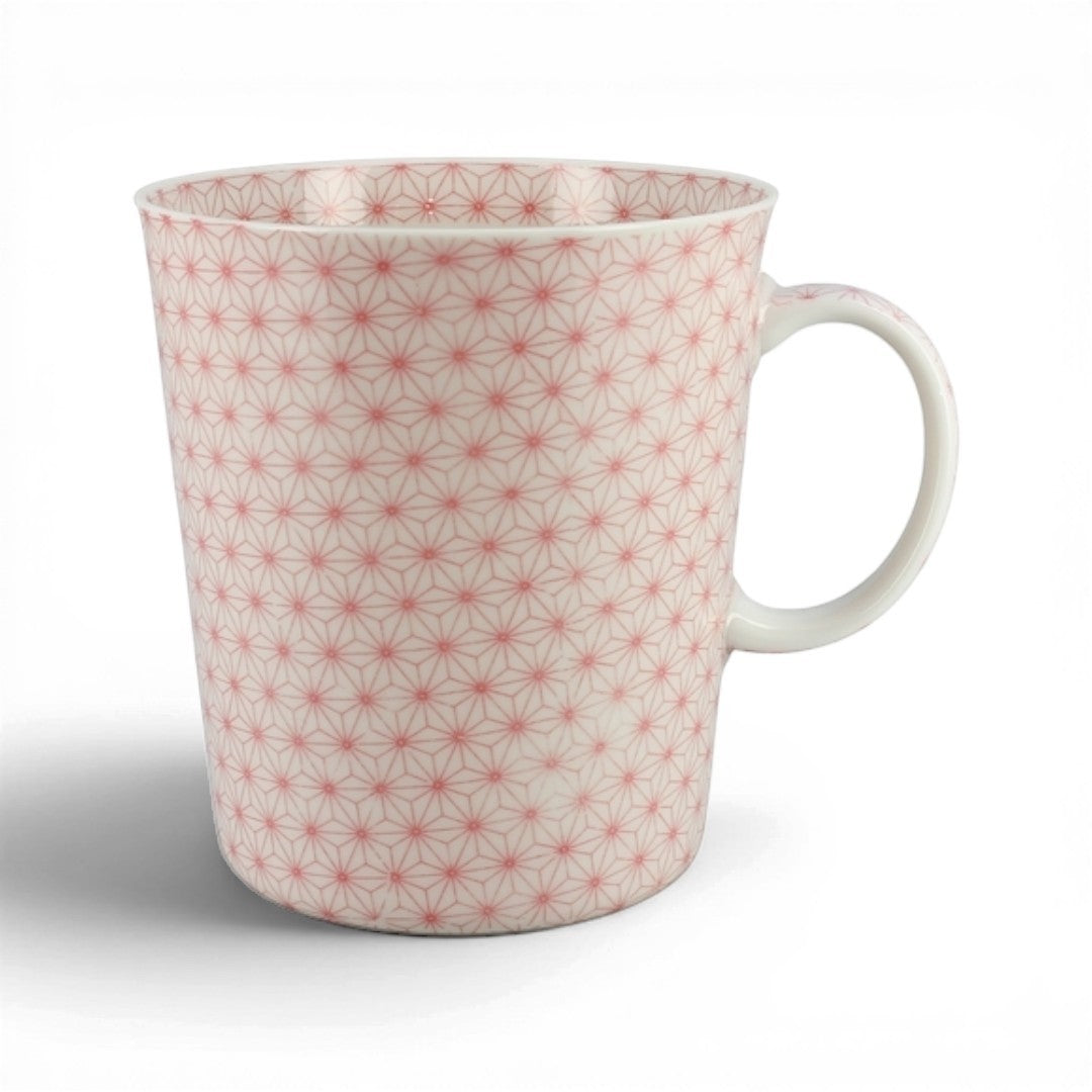 Tasse haute Yugen lab en porcelaine fine blanche avec motif géométrique asanoha rose
