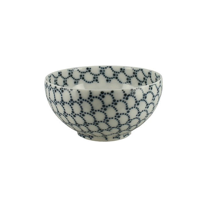 Tasse japonaise Yugen lab en porcelaine fine avec motif de vagues en points bleus pour une dégustation de thé zen