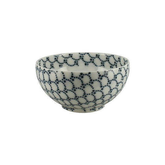 Tasse japonaise Yugen lab en porcelaine fine avec motif de vagues en points bleus pour une dégustation de thé zen