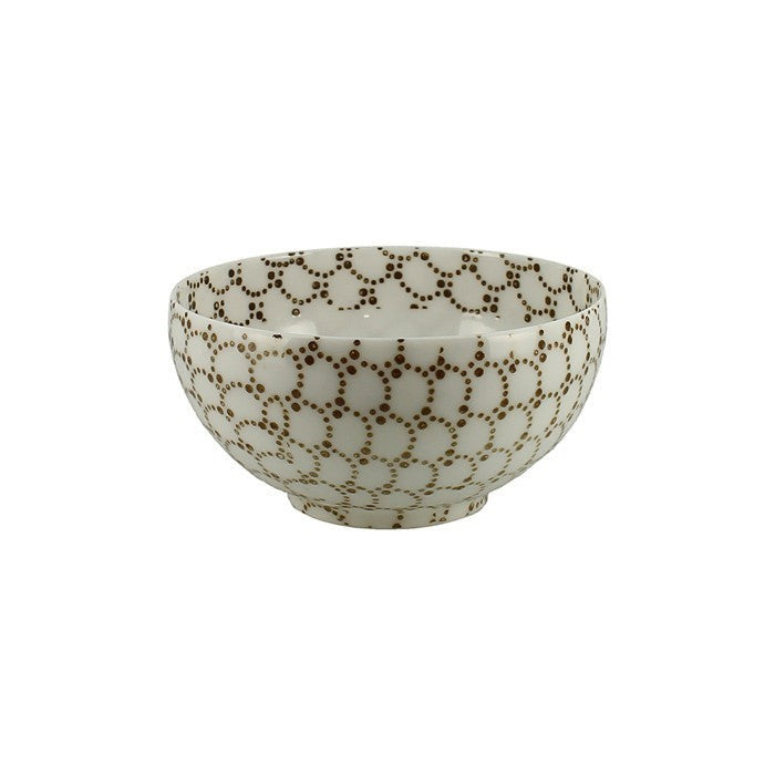 Tasse japonaise Yugen lab en porcelaine fine blanche avec motif géométrique de points marron