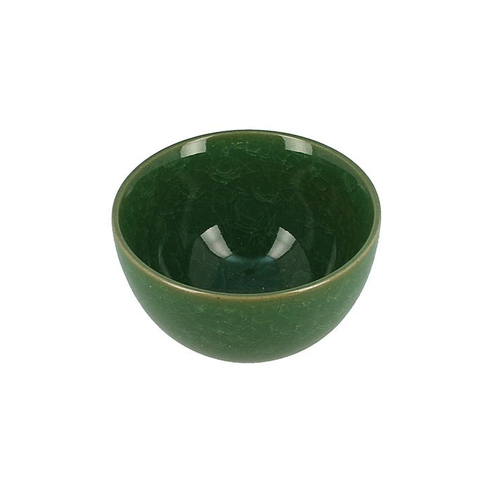 Tasse japonaise Yugen lab en céramique vert émeraude avec un fini craquelé élégant pour thé ou matcha