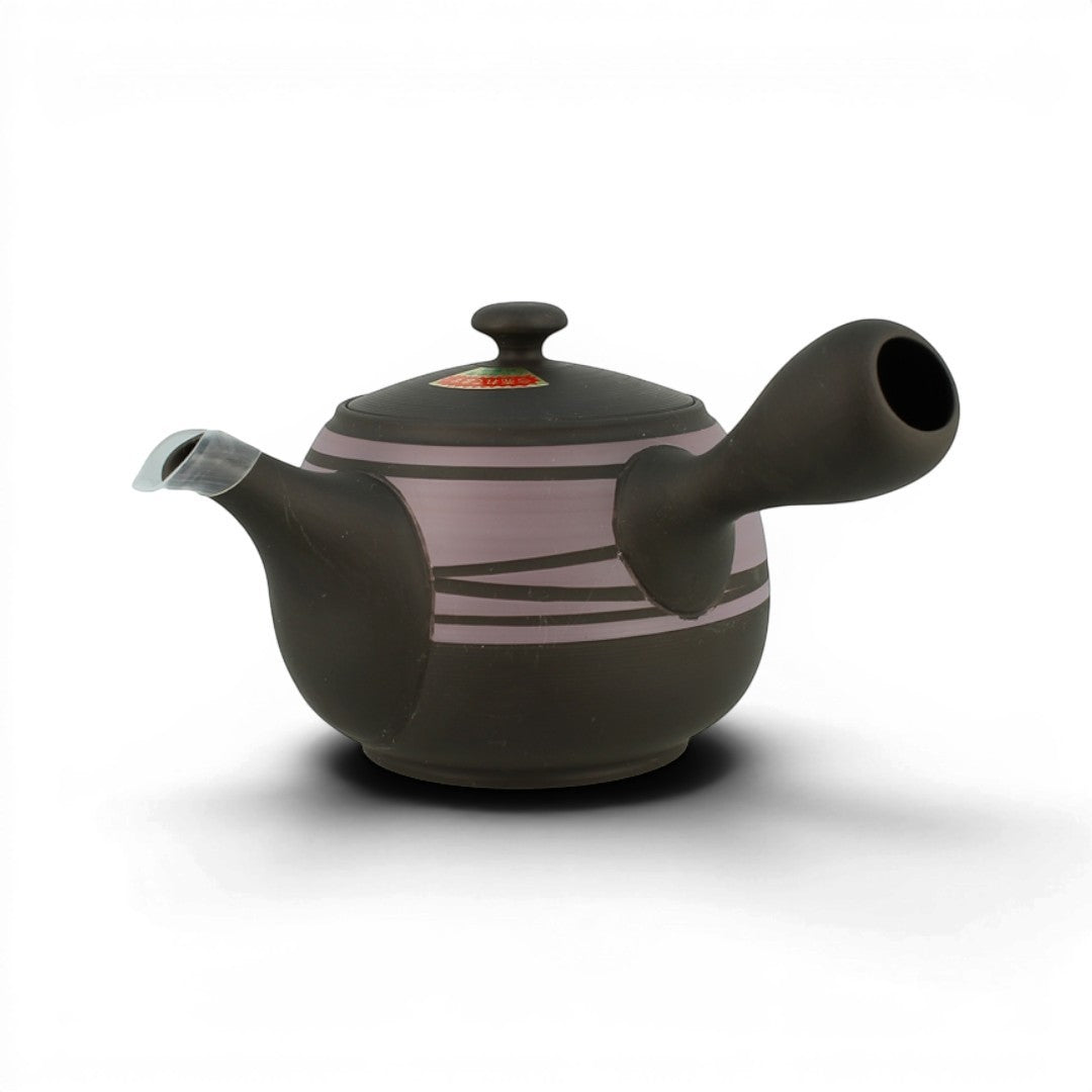 Théière japonaise Tokoname Yugen lab noire et lavande avec poignée latérale et filtre en inox
